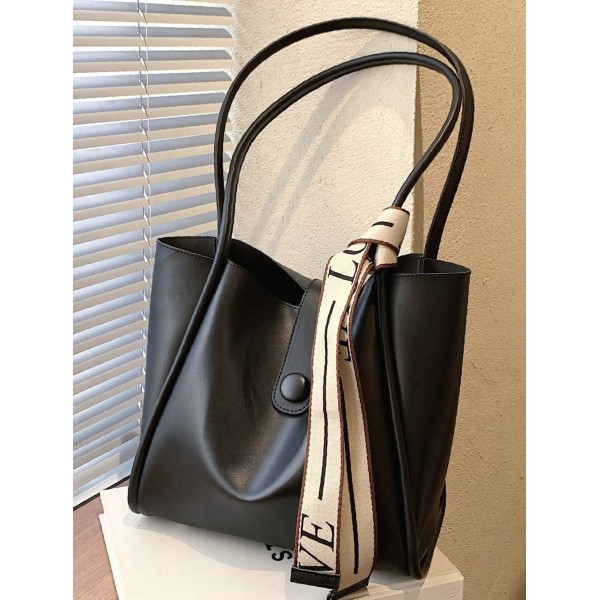 Letter Tape Decor Shouler Tote Bag -Women's bag 