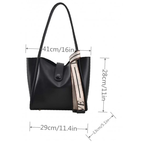 Letter Tape Decor Shouler Tote Bag -Women's bag 