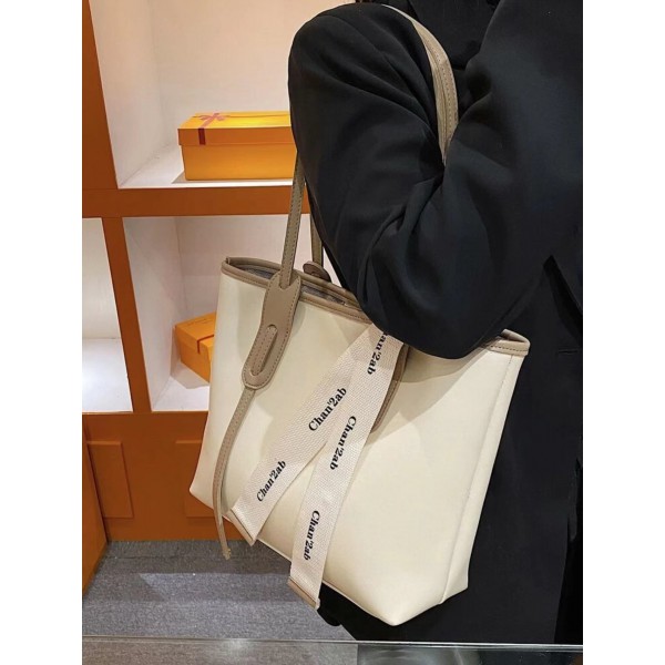 Letter Graphic Knot Decor Tote Bag 