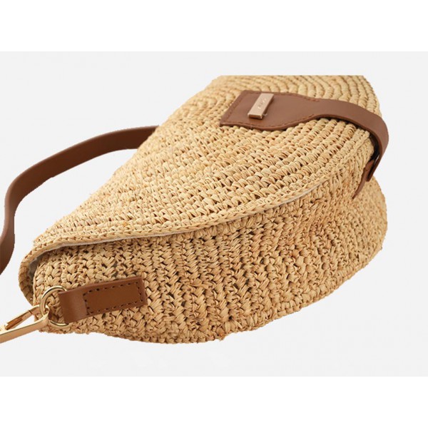 Raffia hand-woven straw crossbody bag Women's Travel holiday Beach Beach bag Shoulder bag