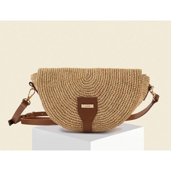 Raffia hand-woven straw crossbody bag Women's Trav...