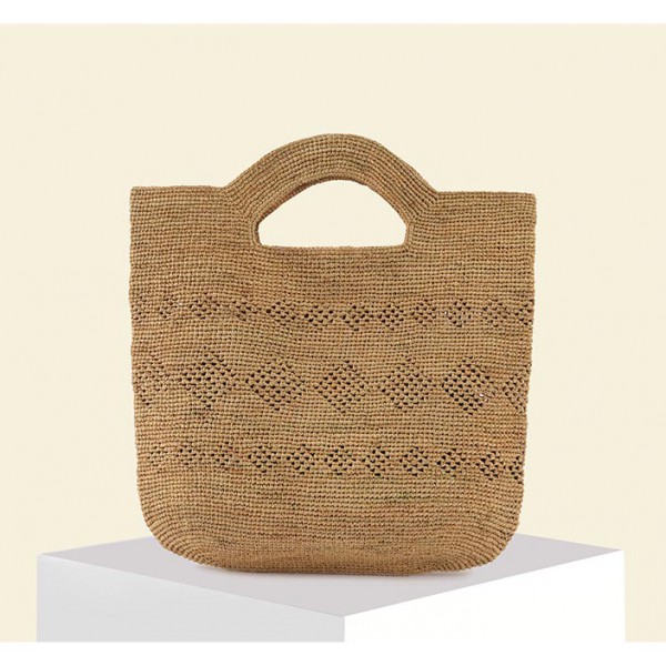 Raffia hand-woven straw tote Handbag Women's Trave...