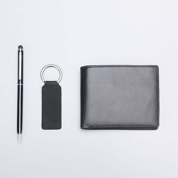 Youkan Fashion High quality genuine leather wallet card holder pen keychain