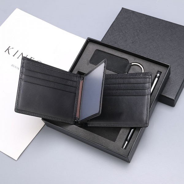 Youkan Fashion High quality genuine leather wallet card holder pen keychain