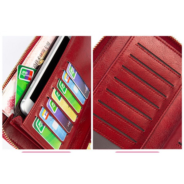 Youkan Fashion Women's Long purse Full grain Geniue Leather card & coin wallet suitable hold mobile