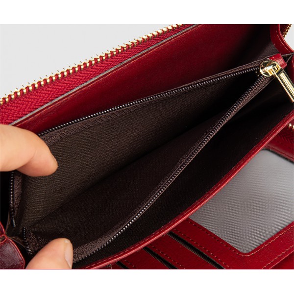 Youkan Fashion Women's Long purse Full grain Geniue Leather card & coin wallet suitable hold mobile