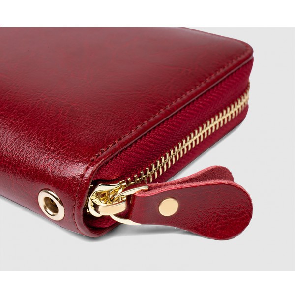 Youkan Fashion Women's Long purse Full grain Geniue Leather card & coin wallet suitable hold mobile