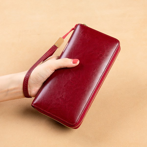 Youkan Fashion Women's Long purse Full grain Geniue Leather card & coin wallet suitable hold mobile