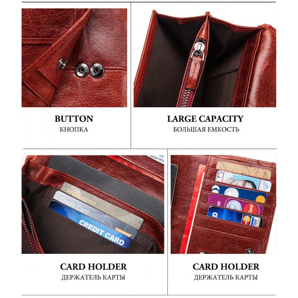 Youkan Fashion  long multi-card large-capacity RFID anti-theft brush mobile phone Women's wallet