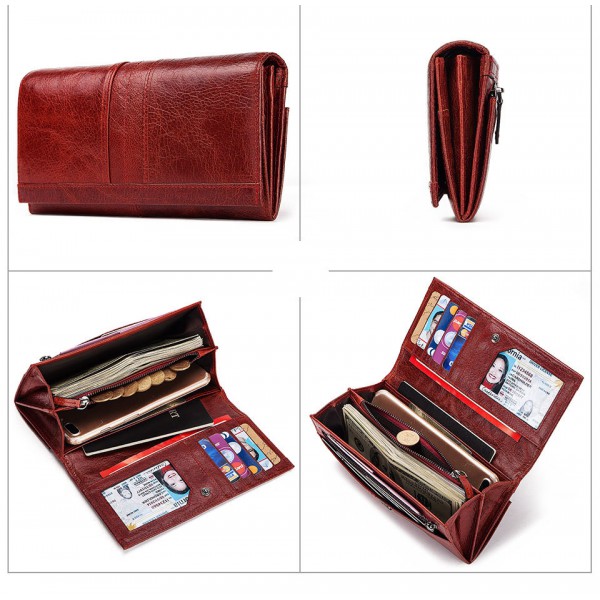 Youkan Fashion  long multi-card large-capacity RFID anti-theft brush mobile phone Women's wallet