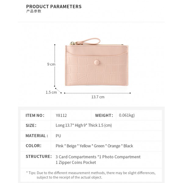 Youkan fashion new mini zipper coin bag ultra thin multi card Pu card bag simple short women's zero wallet