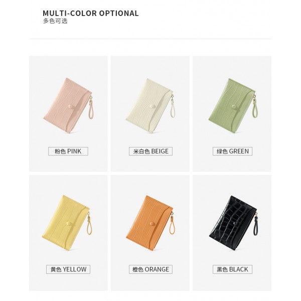 Youkan fashion new mini zipper coin bag ultra thin multi card Pu card bag simple short women's zero wallet