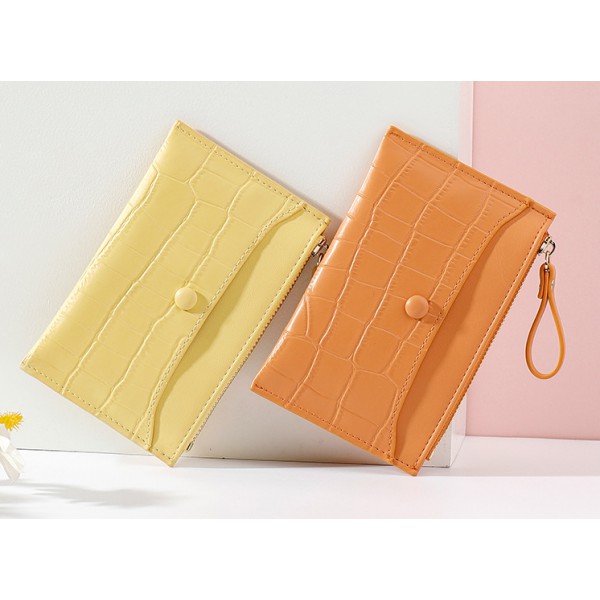 Youkan fashion new mini zipper coin bag ultra thin multi card Pu card bag simple short women's zero wallet