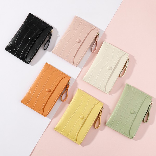 Youkan fashion new mini zipper coin bag ultra thin multi card Pu card bag simple short women's zero wallet
