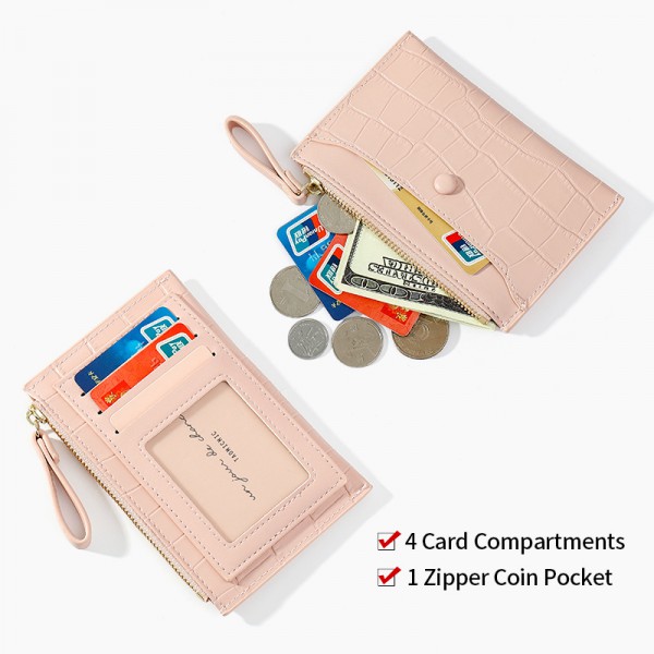 Youkan fashion new mini zipper coin bag ultra thin multi card Pu card bag simple short women's zero wallet