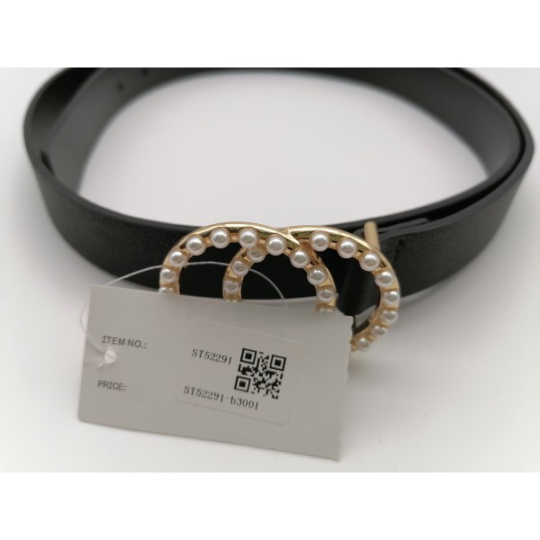 New Ladies Leather Belt Pearl Round Buckle Fashion Genuine Leather Belt