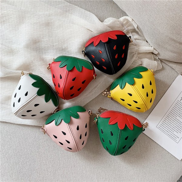 Hot sale sweet cute girls strawberry bag kids cros...