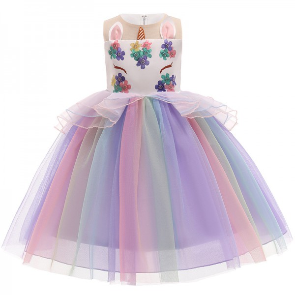 Youkan Fashion princess dress for kids birthday party dress pink girl dress for wedding