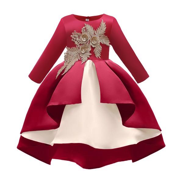 2020 long sleeve embroidery princess girls dress f...