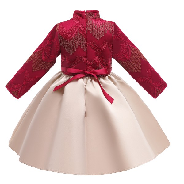 Fashion beautifulhildren kids embroidery bow birthday party princess dresses 