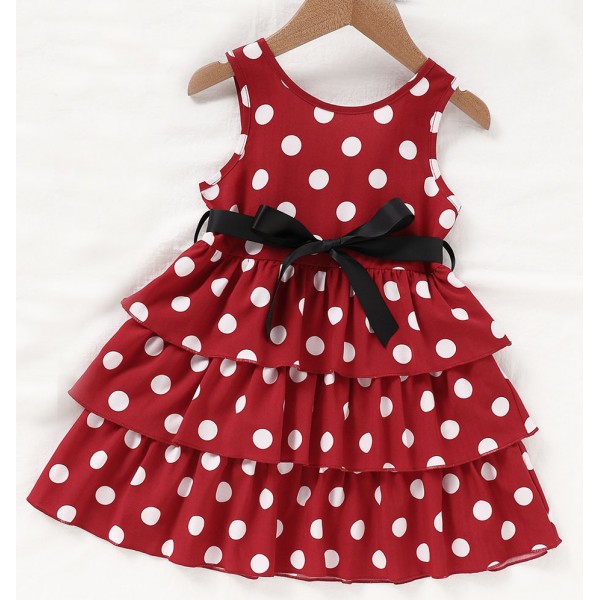 Cheap Baby girl summer dress boutique girl clothing with Dot Bow-knot 