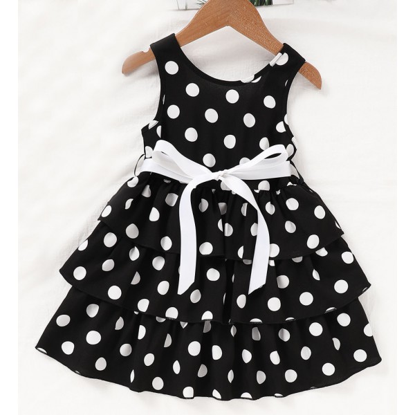Cheap Baby girl summer dress boutique girl clothing with Dot Bow-knot 