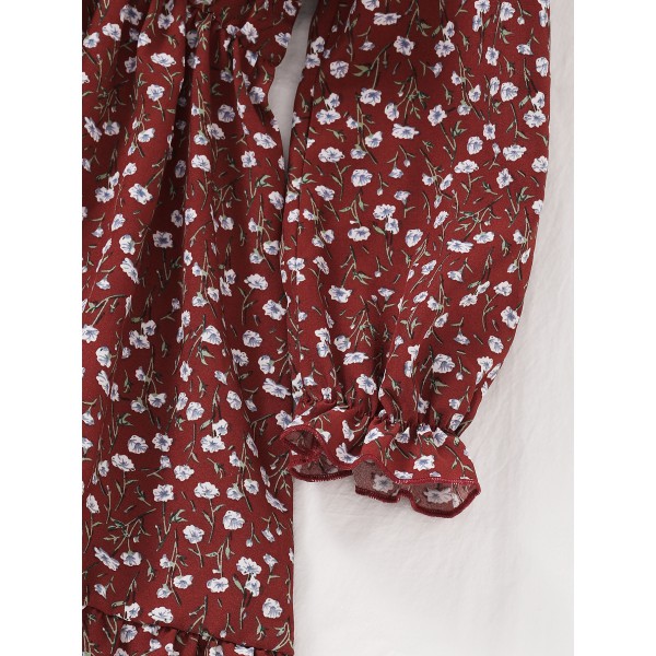 Cute  Kids Clothing Autumn Cotton Knee Length Girl Smock Ruffles Dress 