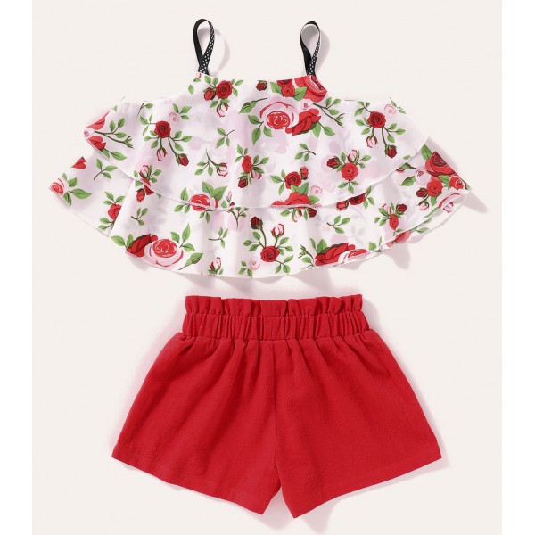 Youkan Fashion kids floral halter top shorts suit summer children girls clothing sets 