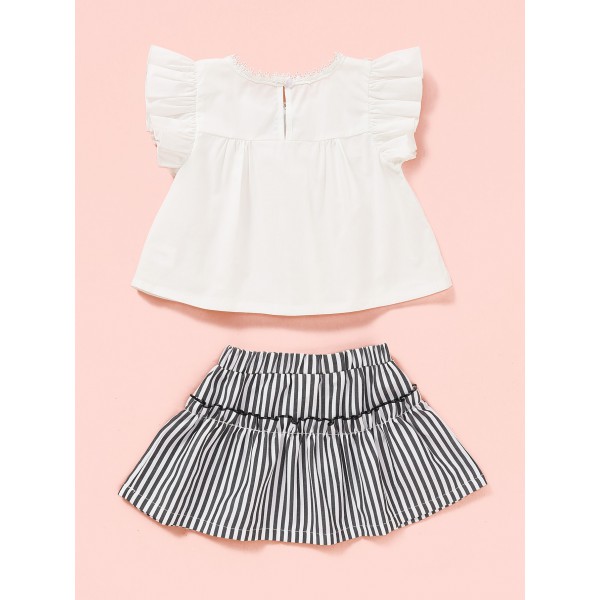 New design  summer baby girl short sleeve bow matching solid shorts sets summer 2pcs clothes set 