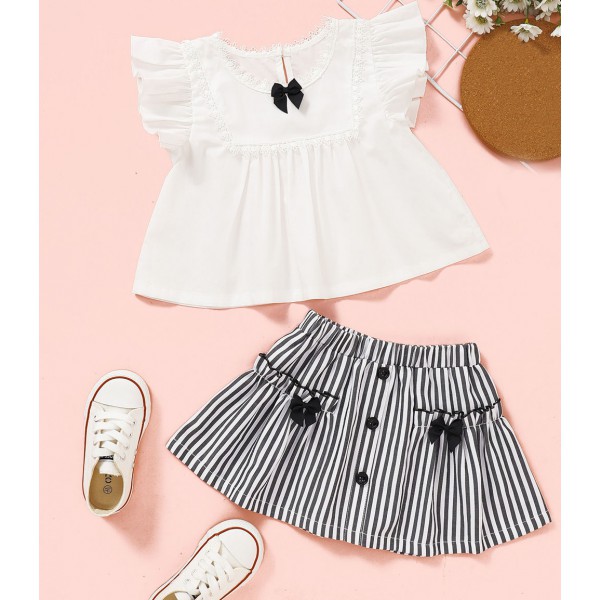 New design  summer baby girl short sleeve bow matc...