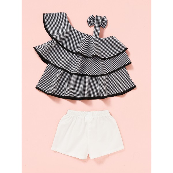 Youkan Fashion layered plaid vest 2pcs set childrens clothes for girls 