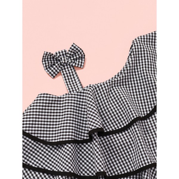 Youkan Fashion layered plaid vest 2pcs set childrens clothes for girls 