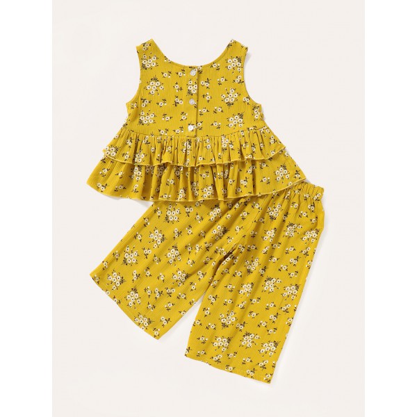 Youkan Fashion Kids Floral Sleeveless Romper Baby Ruffle Fashion Clothes Baby Outfits