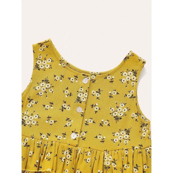 Youkan Fashion Kids Floral Sleeveless Romper Baby Ruffle Fashion Clothes Baby Outfits