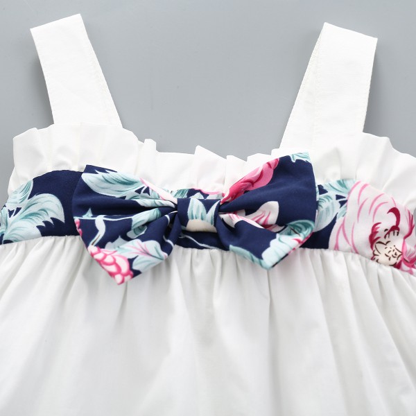 Youkan Fashion Little girl suit with white sleeveless shirt fancy bows tiny floral shorts 