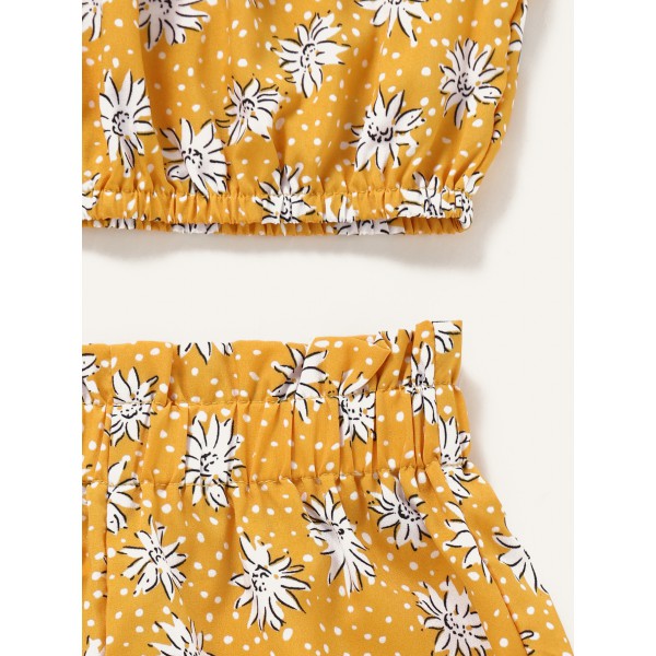 Baby Girl Summer Clothing Set Kids Off Shoulder Floral Top With  Shorts 2Pcs Suit 