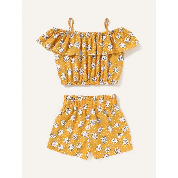 Baby Girl Summer Clothing Set Kids Off Shoulder Fl...