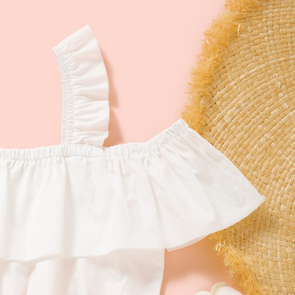 New summer girl suit white sling top striped shorts suit baby clothes outfits 