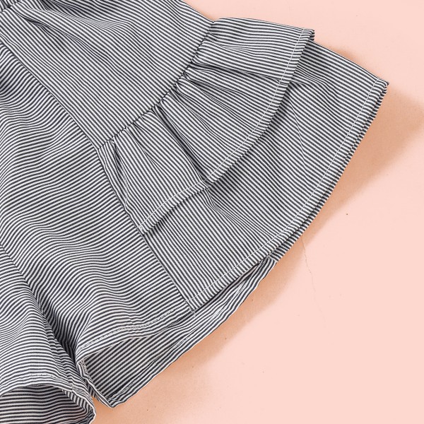 New summer girl suit white sling top striped shorts suit baby clothes outfits 