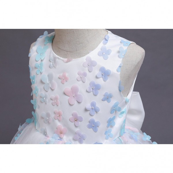 Youkan Fashion 1-5y Girl Princess Clothing Kids Dress Lace Embroidery 3D flower with mesh Party Princess Dress