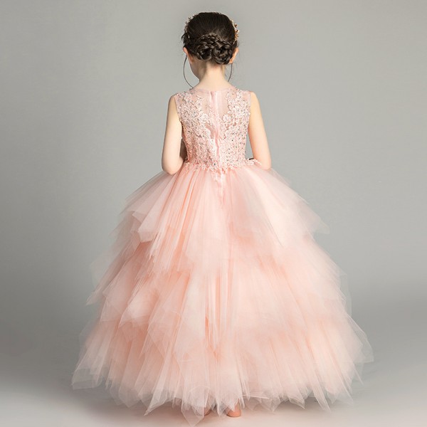 Youkan Fashion catwalk wedding dress children's wedding dress small host piano performance dress over 8years 140cm princess skirt girl fluffy flower children's skirt