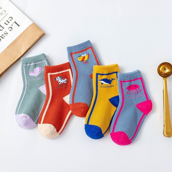 Autumn and Winter Cartoon  Baby Socks Cotton Socks Stripe Kids Socks