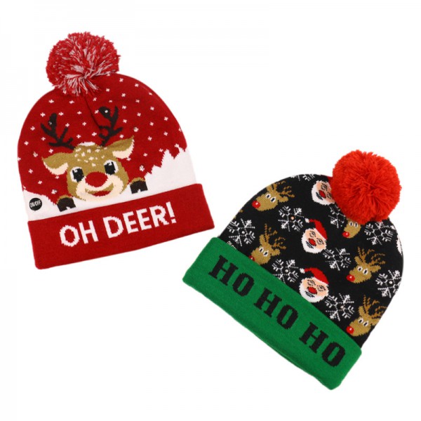Autumn and winter knitted christmas woven hats 