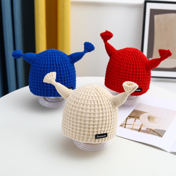 Autumn and winter department retro knitted twist short eaves basin hat female Korean fashion thick wool line warm 100 match fisherman hat