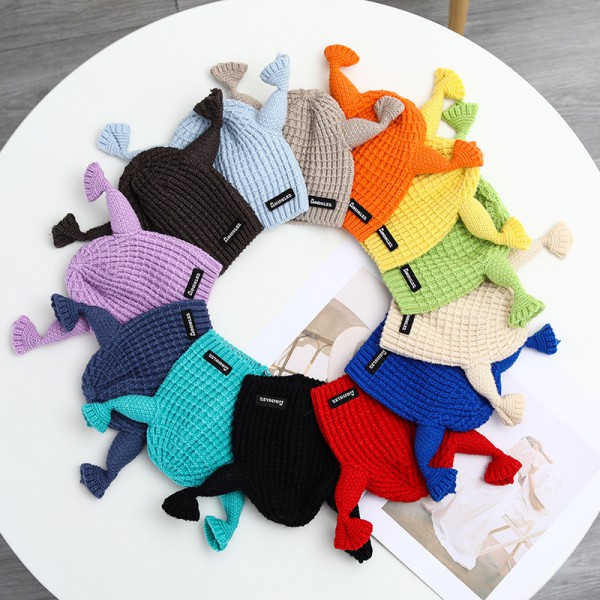 Autumn and winter department retro knitted twist short eaves basin hat female Korean fashion thick wool line warm 100 match fisherman hat