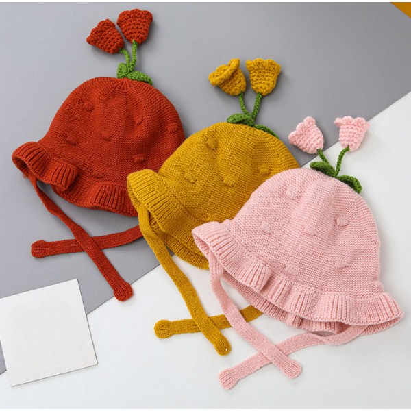 Autumn and winter knitted kids woven hats 