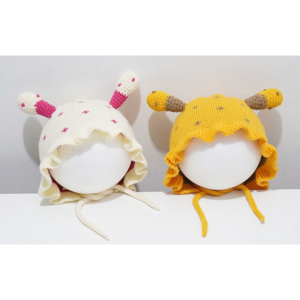 Autumn and winter baby warm knitted hat Children and babies wool ear protectors