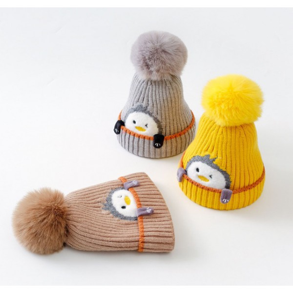Youkan Fashion Hot Winter Cute Plain Children Double Knitted Kids Hats 