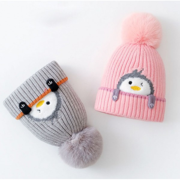 Youkan Fashion Hot Winter Cute Plain Children Double Knitted Kids Hats 