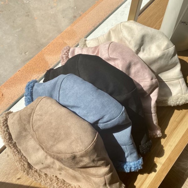 Autumn/winter plush winter lamb wool thickened casual suede fisherman's hat